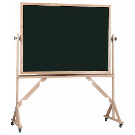 Aarco Reversible Freesting Mobile Black Chalkboard w/ a Red Oak Frame, 42''Hx60''W RC4260B