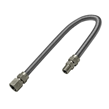 Flextron Gas Line Hose 5/8'' O.D.x24'' Length 3/4" FIPx1/2" MIP Fittings, Stainless Steel Flexible Connector FTGC-SS12-24Q