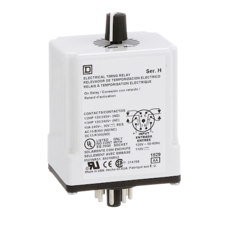 Square D TIMER RELAY 240VAC 10AMP +OPTIONS 9050JCK18V20