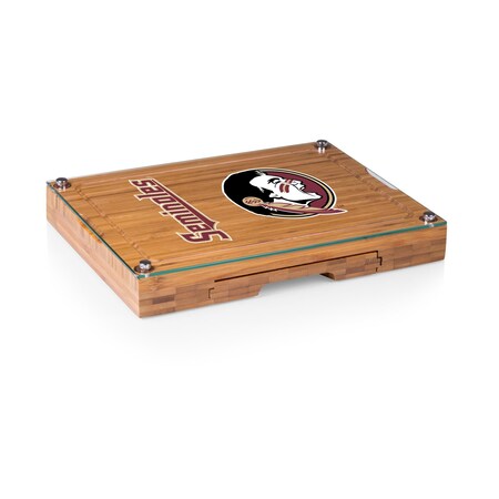 Picnic Time Family Of Brands NCAA Florida State Seminoles Concerto Glass Top Cheese Board and Knife Set 919-00-505-174-0