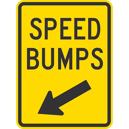 Lyle Speed Bumps with Diagonally Left Arrow, 18x24, High Intensity Prismatic, Yellow G-10742-HI_18x24