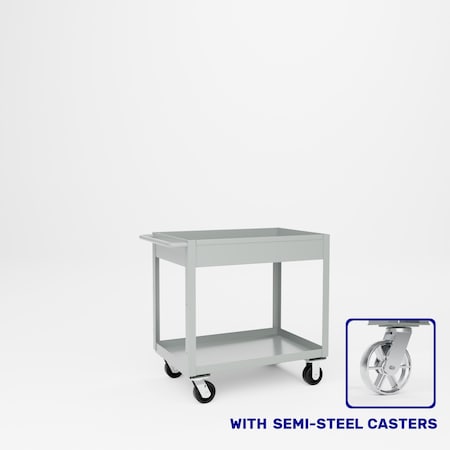 Pucel Tray Top Box Truck, 24 in W x 36 in D x 37 in H, 6 in Deep Box, Semi-Steel Casters, Red TT-2436-6S