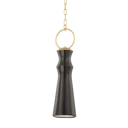 Hudson Valley Lighting Borden 1 Light Pendant 6 In. Aged Brass/Ceramic Gloss Mink 2270-AGB/CGM