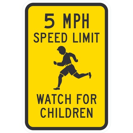 Lyle 5 Mph Speed Limit Watch For Children (W/Sym), 12x18, Engineer Grade, Yellow G-3466-EG_12x18