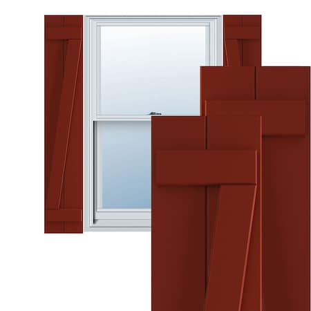 Ekena Millwork True Fit PVC Two Board Joined Board-n-Batten Shutters w/Z-Bar, Pepper Red , 10 3/4W x 74H, PR TFP102BBF11X074MR
