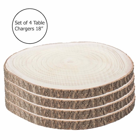 Vintiquewise Barky Natural Wood Slabs Rustic Ornament Slice Tray Table Charger 18 set of 4 QI003847-18.4