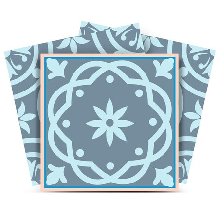 Homeroots 8" X 8" Baby Blue And Peach Mosaic Peel And Stick Removable Tiles 390812