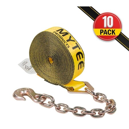 Mytee Products (10 Pack) 2 in. x 30 ft. Winch Strap with Chain Anchor Extension Flatbed Truc..., 10PK WS230Cx10
