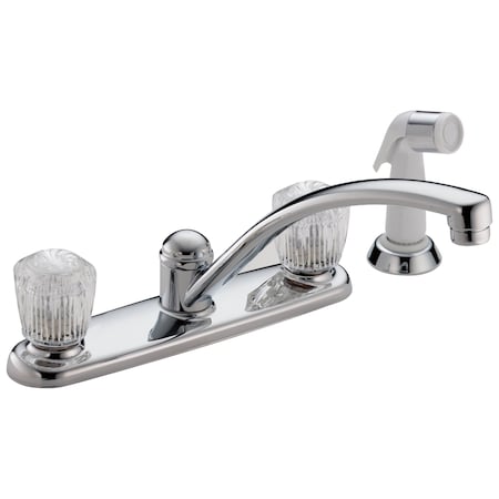 Delta 2100 / 2400 Series Two Handle Kitchen Faucet With Spray In Chrome 2402LF