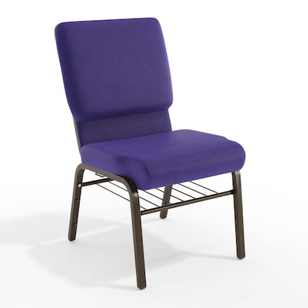 Flash Furniture 18.5"W Church Chair in Purple Fabric w/ Book Rack, 4PK 4-XU-CH-60096-PU-BAS-GG