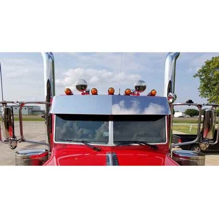 Replacement For Peterbilt 389 Pride And Class Flat Top Year 2017 14In Stainless Stl Drop Visor