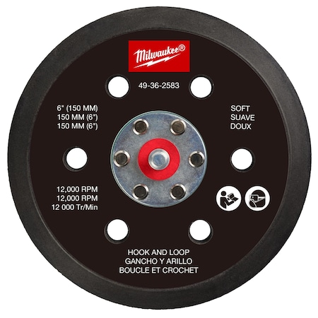 Milwaukee Tool Sander Backing Pad, 6 in dia., 1 in Thick 49-36-2583