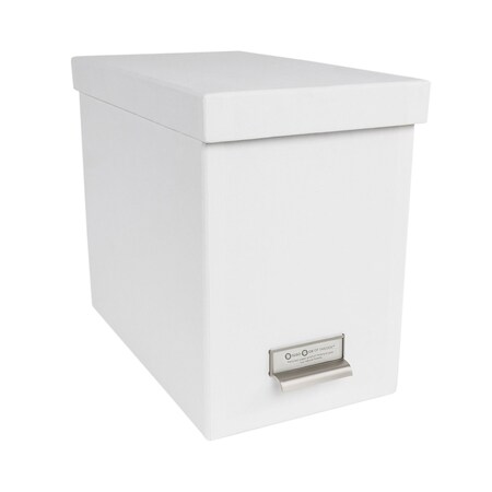 Bigso John Fiberboard Label Frame Desktop File Storage Box, 10.2 x 7 x 13 in, White, 2PK 954145544