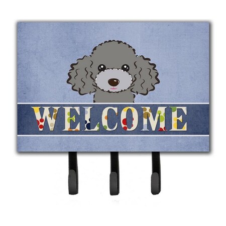 Carolines Treasures Silver Gray Poodle Welcome Leash and Key Holder BB1445TH68