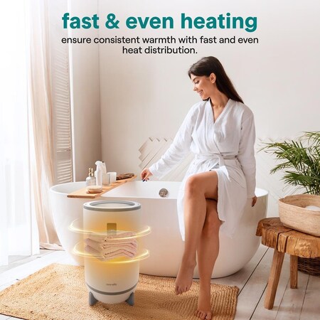 Serenelife Towel Warmer & Blanket Warmer, Single Touch Hot Towel Warmer with LED Ring, Timer, Auto Shut Off SLTLW900