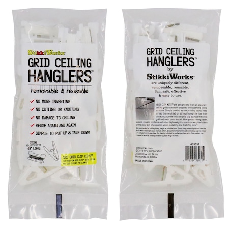 Stikkiworks Grid Ceiling Hanglers Grid Clip Kits, 10 Count, 10PK 33032