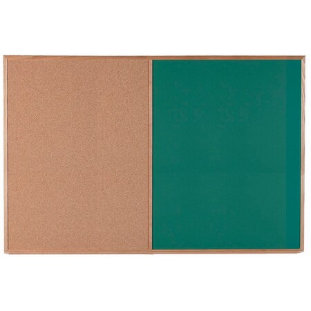 Aarco Combination Board Green Chalkboard w/ Oak Wood Frame, 48''Hx72''W CO4872G