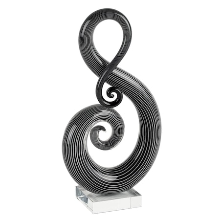 Homeroots 12" Black and White Murano Glass Modern Abstract Tabletop Sculpture 376105