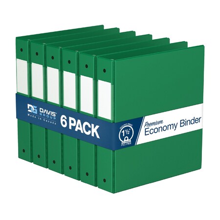 Davis Group Premium Economy, Round Ring, Binder, (Green, 1.5"), PK6 2312-04-06