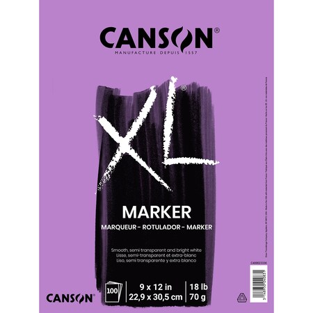 Canson XL Series Marker Pad, Foldover Binding, 100 Sheet, 9x12 inch C400023336-03