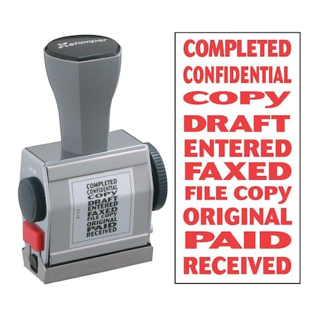 Shachihata Xstamper 10-in-1 Phrase Stamp, 3/16" x 1-1/2", Red 81041