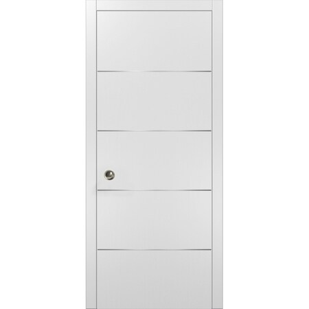 Sartodoors Sliding French Pocket Door with, Planum 0020 White Silk, Kit Trims Rail Hardware, Solid Wood Interi PLANUM0020PD-WS-32