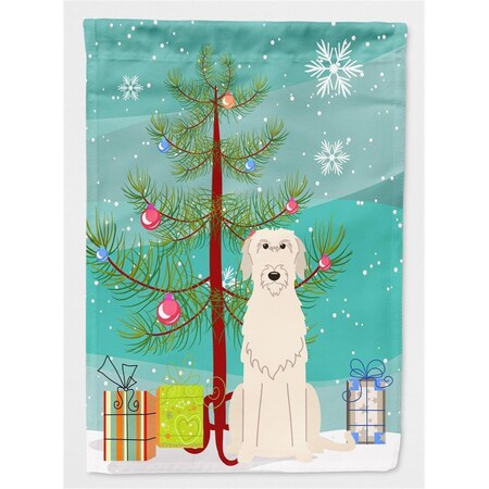 Carolines Treasures Merry Christmas Tree Irish Wolfhound Flag Canvas House Size BB4190CHF