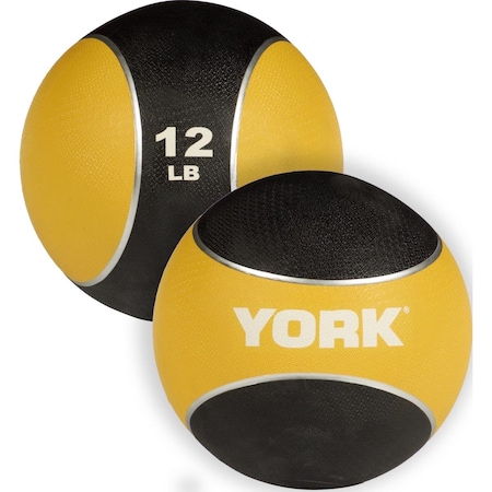 York Barbell 12 lbs 2 Tone Medicine Rubber Ball, Yellow 65112