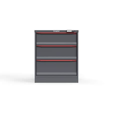 Strong Hold 3 drawer cabinet - (1x 8ft, 1x 9ft, 1x 10ft) - Red accents - Electronic Lock S3036-PPRAS-0306DS