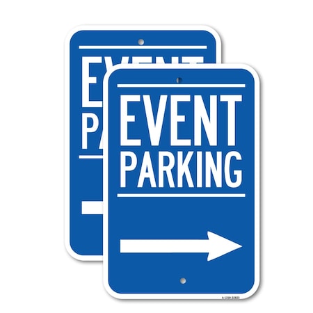 Signmission Thanks for Coming Turn Right for Exit Event Parking wit, 18'' X 24'', Heavy Gauge Aluminum, 2PK A-1824-2PACK-22823