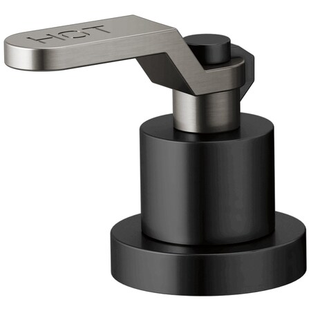 Brizo Litze Roman Tub Handle Kit, Industrial Lever Matte Black/Luxe Steel HL634-BLSL