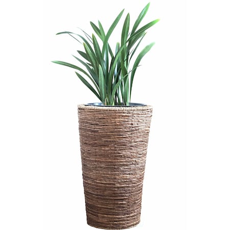 Vintiquewise Banana Rope Wicker Indoor Planter Pot with Metal Pot Insert, Large QI003632.L