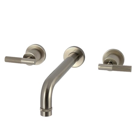 Kingston Brass Two-Handle Wall Mount Tub Faucet with Knurled Handle, Brushed Nickel KS8028KNL