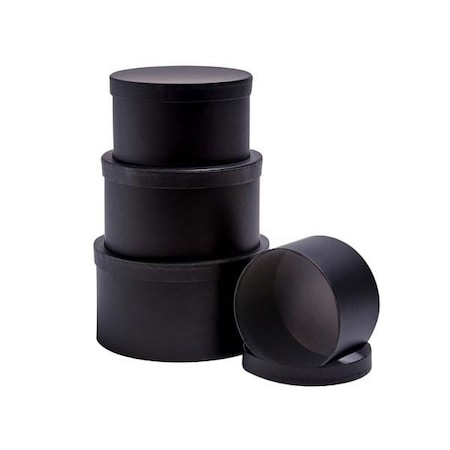 Nashville Wraps Black Round Nested Boxes, Large 4 Piece Set NHB4BLK