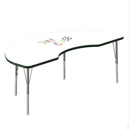 Correll Kidney Dry Erase Activity Table, 72 in W, 36 in L, 19 in to 29 in H, Particleboard, Frosty White A3672DE-KID-80-14-39