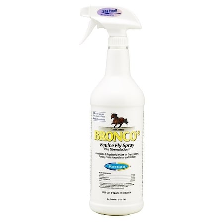 Farnam Bronco Fly Spray, Liquid, Clear, Citronella, 32 oz Bottle 100502328