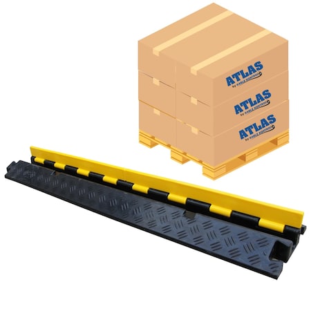 Atlas Heavy Duty Cable Protector Ramp 1 Channel Bulk Pallet, 39 Long Black & Yellow, 70PK CP9896-70