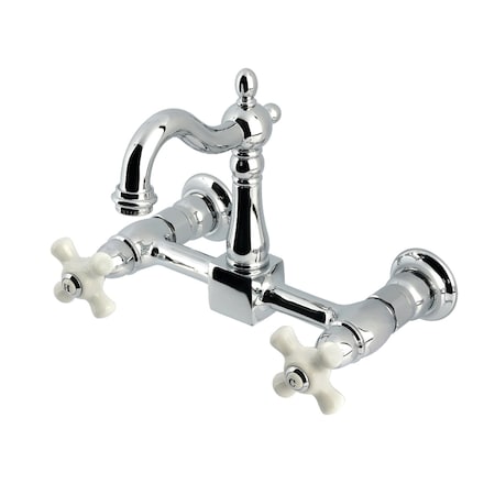 Kingston Brass Two-Handle Wall Mount Bridge Kitchen Faucet, Polished Chrome KS2441PX