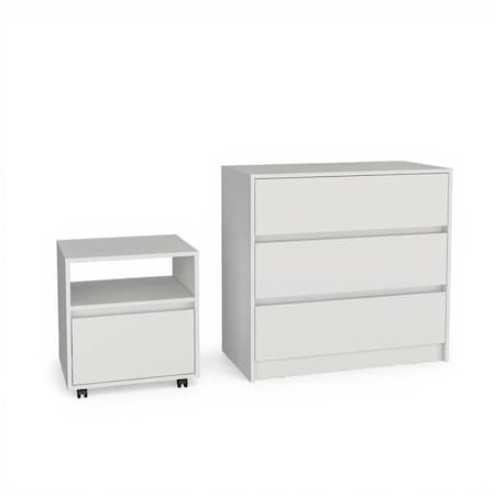 Homeroots Two Piece White Bedroom Set 526354