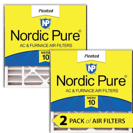 Nordic Pure 20x20x5 Pleated Air Filter, High Capacity, Electrostatically Charged Synthetic Media, MERV 10, 2 PK 20x20x5ABM10-2