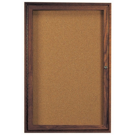 Aarco Enclosed Bulletin Board Red Oak Frame Walnut Stained, 48''Hx36''W WBC4836R