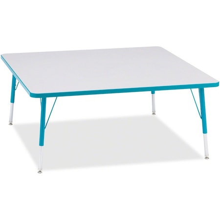 Jonti-Craft Berries Square Activity Table, 48 in. x 48 in., E-height, Freckled Gray/Teal/Gray 6418JCE005