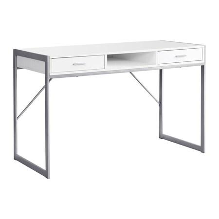 Homeroots 48" White and Silver Computer Desk With Two Drawers 333486