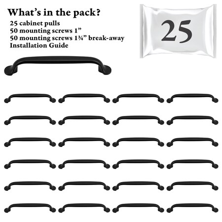 Designperfect 5 1/16'' Center-to-Center Handle Pull, 25PK DPA25S714BLK