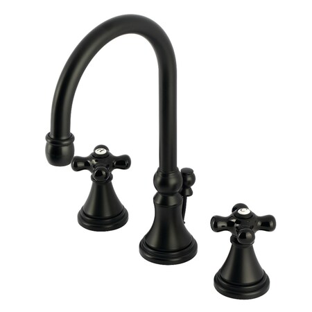 Kingston Brass Widespread Bathroom Faucet with Brass Pop-Up, Matte Black KS2980PKX