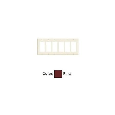 Leviton Decora Wallplate, Standard Size, Gang 6, Brown 80436
