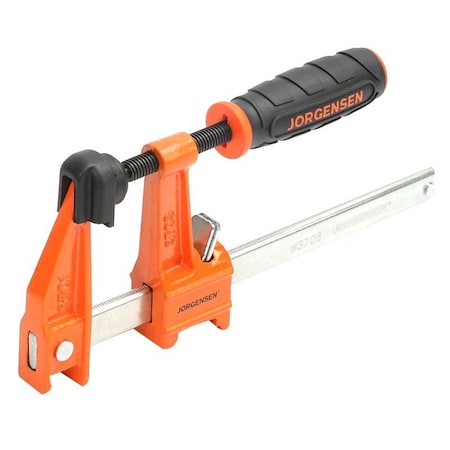 Jorgensen Bar Clamp, 600 lb, 6 in Max Opening Size, 2-1/2 in D Throat, HCS Body 3706