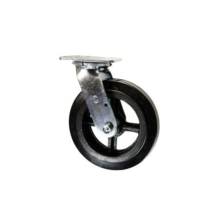 Service Caster 8 Inch Rubber on Steel Wheel Swivel Caster with Ball Bearing SCC-30CS820-RSB