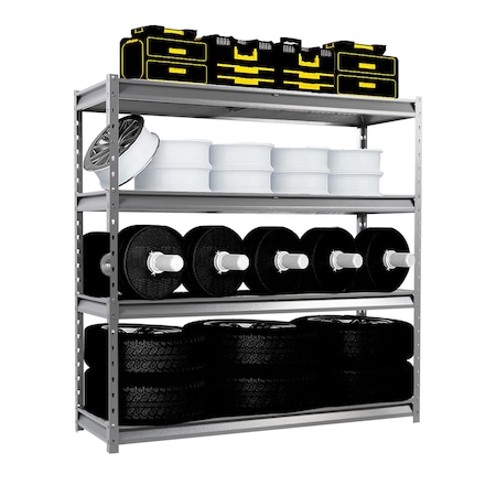 Shuntong Atlas 4-Tier 72 in.W x 24 in.D x 72 in.H Heavy Duty Garage Shelving Load 12000 Lbs, Gray Vein ATLAS722472-4G3000