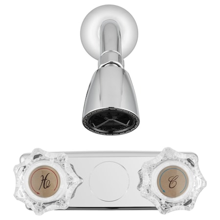 Dura Faucet 2 Valve Single Piece Wall Mount 4 Center Distance Crystal Acrylic Knob Handle DF-SA602A-CP